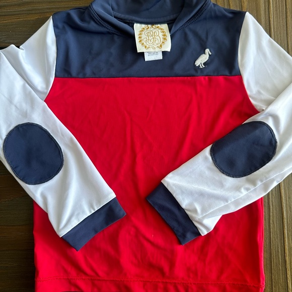 The Beaufort Bonnet Company Red and Blue Long Sleeve Tee with Navy Elbow Patches - Picture 1 of 4